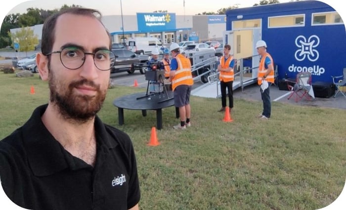 Elsight’s CTO, Roee Kashi and DroneUp team during service testing and launch preparation in October 2021